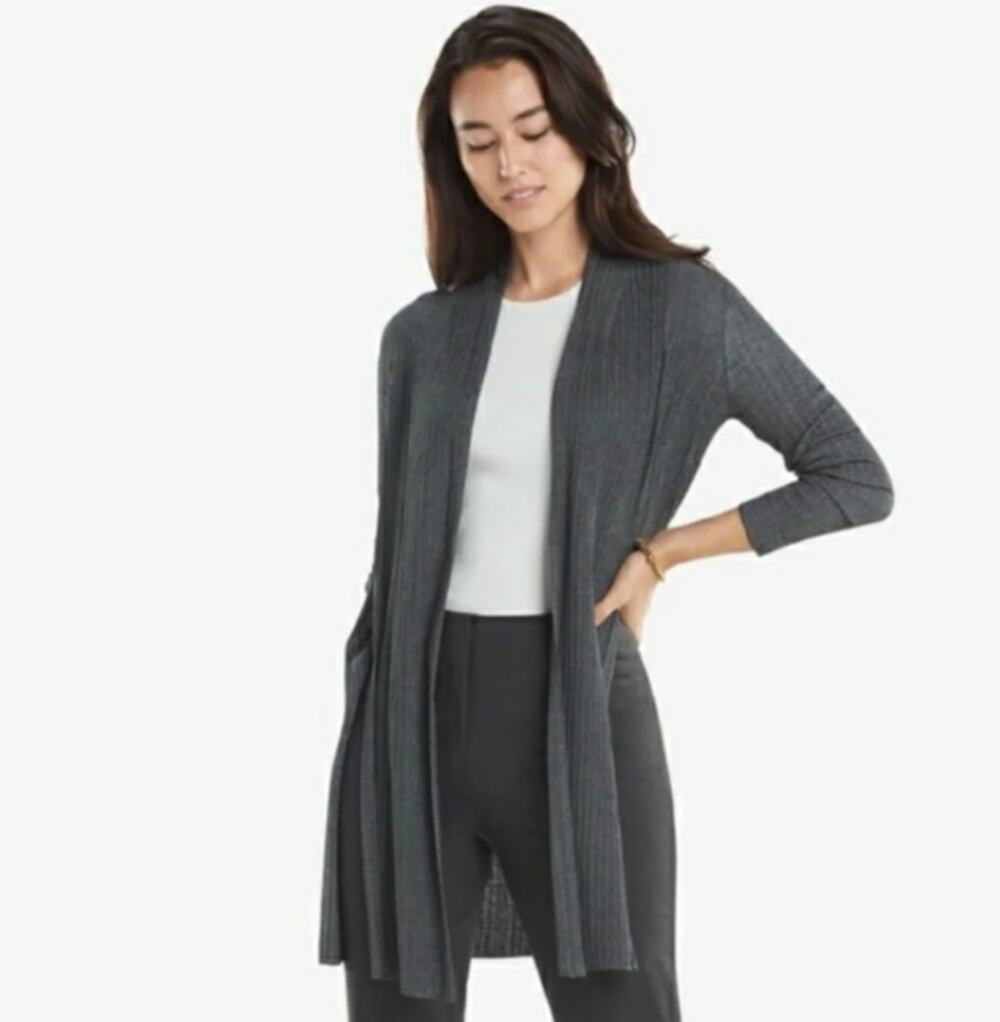 MM LAFLEUR The Graham Kimono Cardigan Textured Knit Marled Gray Sz XL $195 {X54}